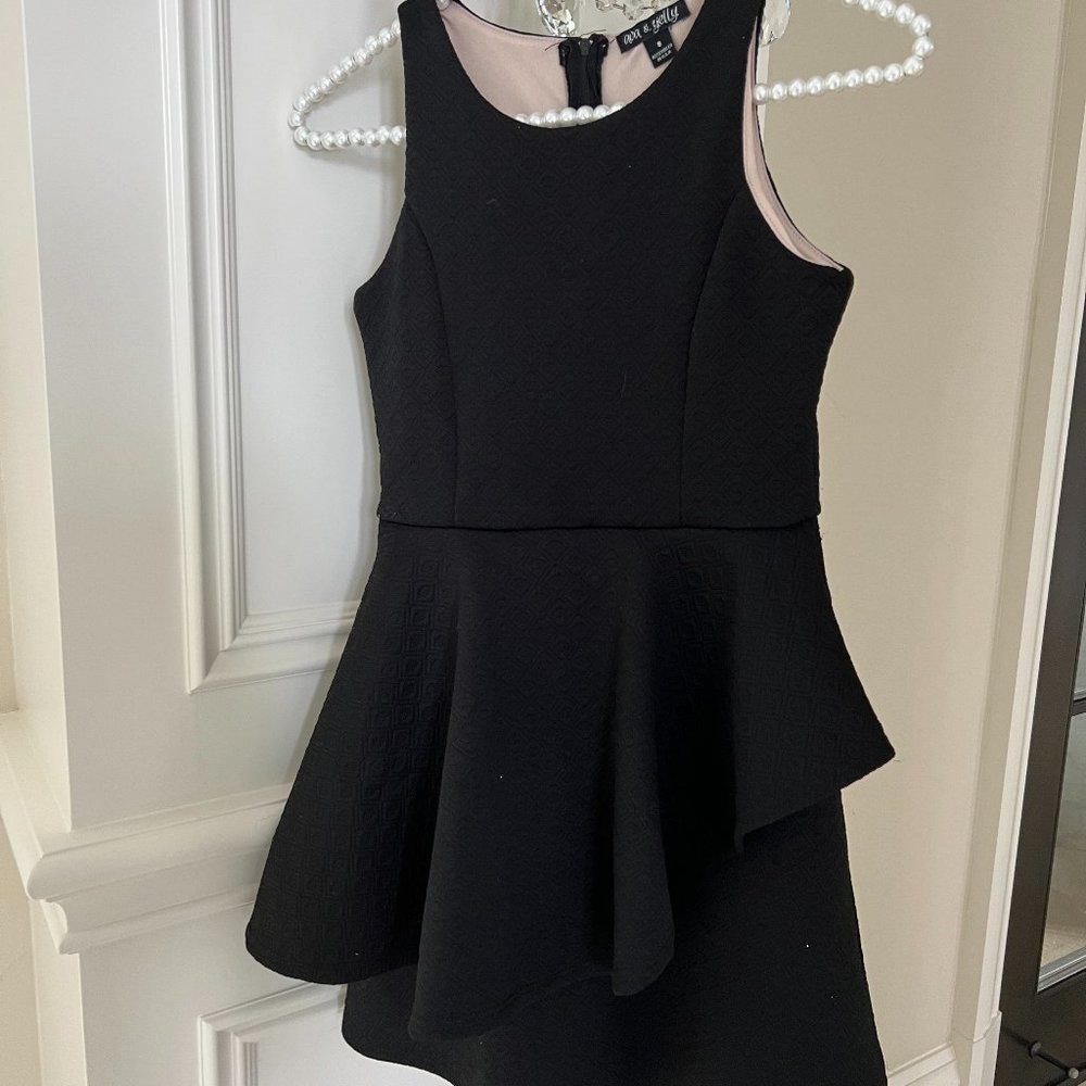 Double Sided Knit Peplum Black Dress I Size 8
